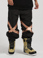 Gsou Snow Herren-Skihose mit lockerem Farbblockdesign und reflektierender Optik