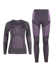 Ropa interior morada para mujer Gsou Snow, equipo de esquí, conjunto de ropa interior con función de absorción y secado rápido