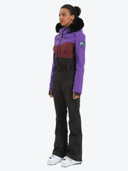 Gsou Snow Women's Faux Fur One Piece Ski Suit