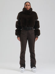 Damen-Skioverall „Mountain Chic“ aus hochflorigem Fleece, isoliert, modischer Winteroverall