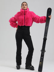 Women's Mountain Chic High Pile Fleece Winter Fashion Ski Jumpsuit