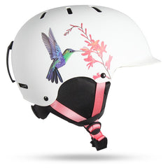 Casco de esquí y snowboard Gsou Snow con estampado de colibríes para adultos, ligero y de poliestireno expandido integrado