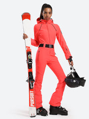 Over Ski Women's Classic One Piece Ski Suit With Hood