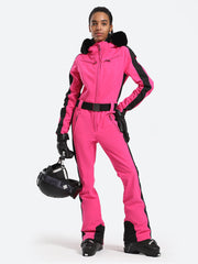 Over Ski Women's Faux Fur One Piece Ski Suit