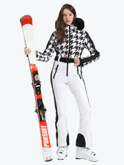 Gsou Snow Women's Faux Fur One Piece Ski Suit