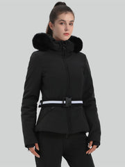 Chaqueta de esquí con capucha y corte ajustado y corta para mujer de Gsou Snow