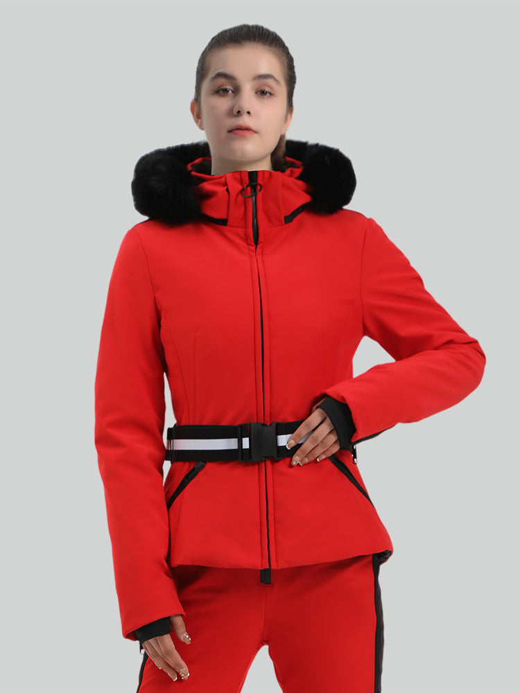 Chaqueta de esquí con capucha y corte ajustado y corta para mujer de Gsou Snow