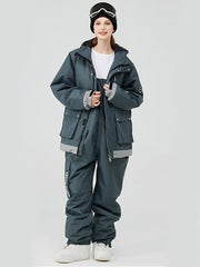 Conjunto de chaqueta y pantalones de snowboard y esquí de montaña con aislamiento térmico para mujer