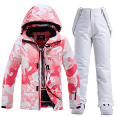 Arctic Queen Schneejacke- und Hosen-Set für Damen in Camouflage-Pink