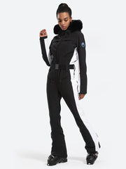 Over Ski Women's Classic Faux Fur One Piece Ski Suit