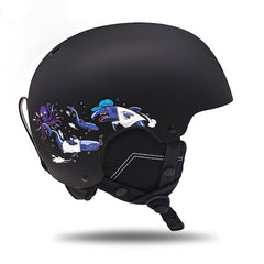 SMN Kinder Schwarz Skihelm Outdoor Skiausrüstung Snowboard Schutzausrüstung Sport Dual-Board Schneehelm