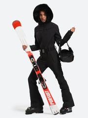 Over Ski Women's Faux Fur One Piece Ski Suit