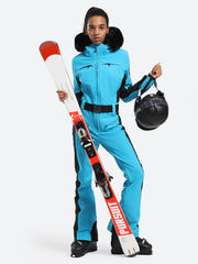 Over Ski Women's Classic Faux Fur One Piece Ski Suits