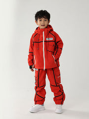 Air Pose Mountain Breaker Stripe Cargo-Schneejacke und -hose für Kinder