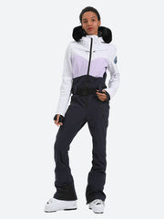 Gsou Snow Women's Faux Fur One Piece Ski Suit