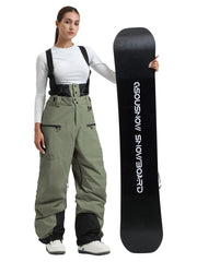 Women's Gsou Snow Durable Mountain Pro All Function Cargo Snow Bibs Pants