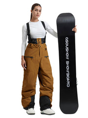 Women's Gsou Snow Durable Mountain Pro All Function Cargo Snow Bibs Pants