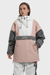 Women's Black & White Kangaroo Pocket Waterproof Baggy Snowboard Anoraks