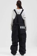 Women's Red Zip-Off Legs Multi-pocket Baggy Snow Bibs