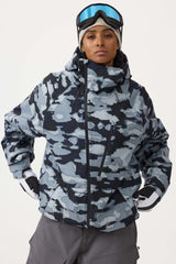 Women's Black Face Vented Multi-pocket Fully Waterproof Snow Jacket