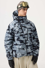 Men's White Face Vented Multi-pocket Fully Waterproof Snow Jacket