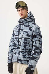 Men's White Face Vented Multi-pocket Fully Waterproof Snow Jacket