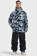 Men's Camouflage Face Vented Multi-pocket Fully Waterproof Snow Jacket