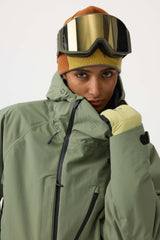 Chaqueta de nieve impermeable y con múltiples bolsillos y ventilación para mujer, de color verde militar