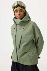 Chaqueta de nieve impermeable y con múltiples bolsillos y ventilación para mujer, de color verde militar