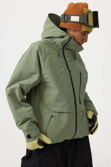 Chaqueta de nieve impermeable y con múltiples bolsillos y ventilación para mujer, de color verde militar