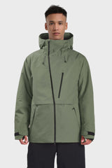 Men's Light Grey Face Vented Multi-pocket Fully Waterproof Snow Jacket