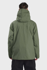 Men's Army Green Face Vented Multi-pocket Fully Waterproof Snow Jacket