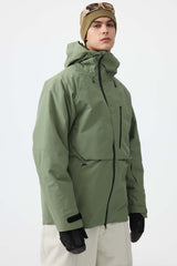 Men's White Face Vented Multi-pocket Fully Waterproof Snow Jacket