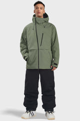 Chaqueta de nieve impermeable y con múltiples bolsillos y ventilación para hombre, de color verde militar