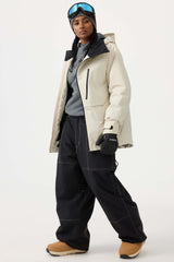 Women's Off White Face Vented Multi-pocket Fully Waterproof Snow Jacket