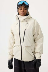 Chaqueta de nieve impermeable y con múltiples bolsillos y ventilación para mujer en color blanco