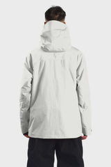 Men's Light Grey Face Vented Multi-pocket Fully Waterproof Snow Jacket