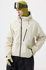 Men's White Face Vented Multi-pocket Fully Waterproof Snow Jacket