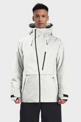 Men's Light Grey Face Vented Multi-pocket Fully Waterproof Snow Jacket