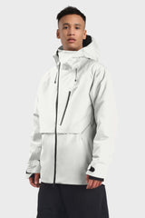 Men's Light Grey Face Vented Multi-pocket Fully Waterproof Snow Jacket