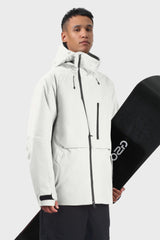 Men's Off White Face Vented Multi-pocket Fully Waterproof Snow Jacket