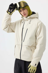 Men's White Face Vented Multi-pocket Fully Waterproof Snow Jacket