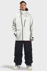 Men's Off White Face Vented Multi-pocket Fully Waterproof Snow Jacket