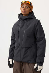 Women's Black Face Vented Multi-pocket Fully Waterproof Snow Jacket