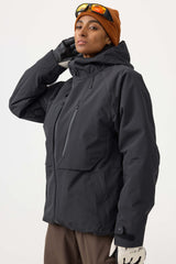 Women's Off White Face Vented Multi-pocket Fully Waterproof Snow Jacket