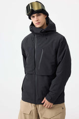 Men's White Face Vented Multi-pocket Fully Waterproof Snow Jacket