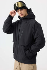 Men's White Face Vented Multi-pocket Fully Waterproof Snow Jacket