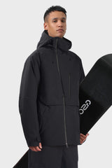 Chaqueta de nieve negra para hombre, totalmente impermeable, con múltiples bolsillos y ventilación