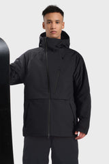 Chaqueta de nieve negra para hombre, totalmente impermeable, con múltiples bolsillos y ventilación