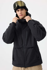 Men's White Face Vented Multi-pocket Fully Waterproof Snow Jacket